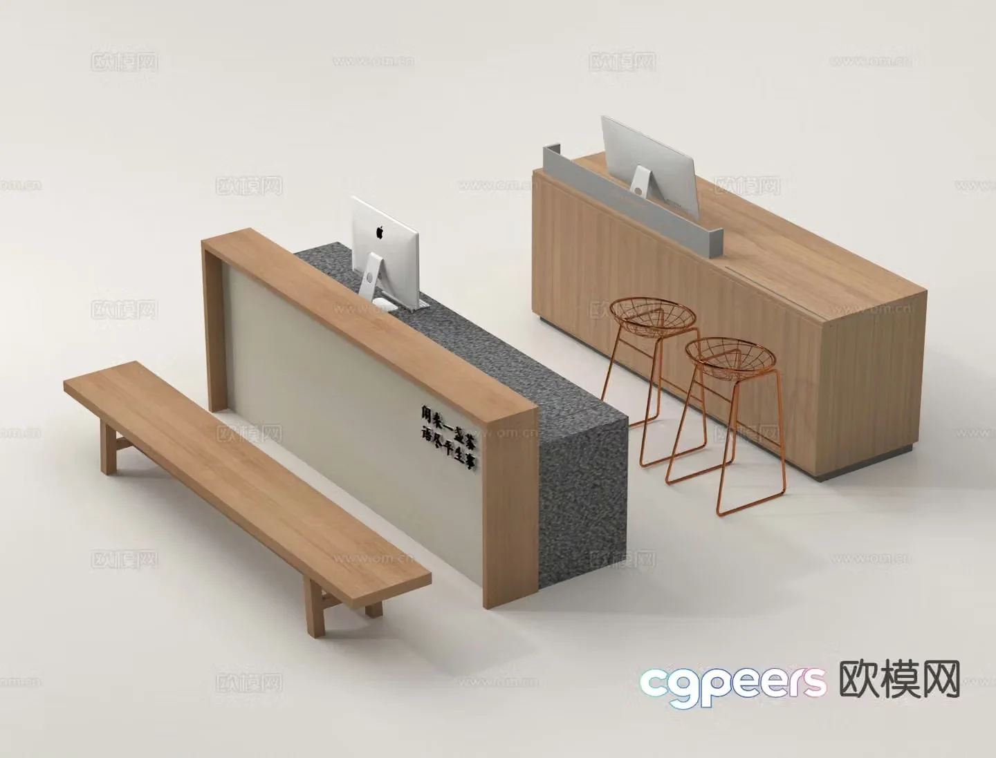 reception desk front desk reception desk 3d model