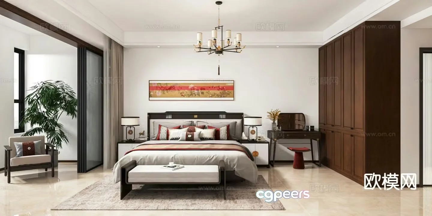 Chinese style bedroom master bedroom 3d model
