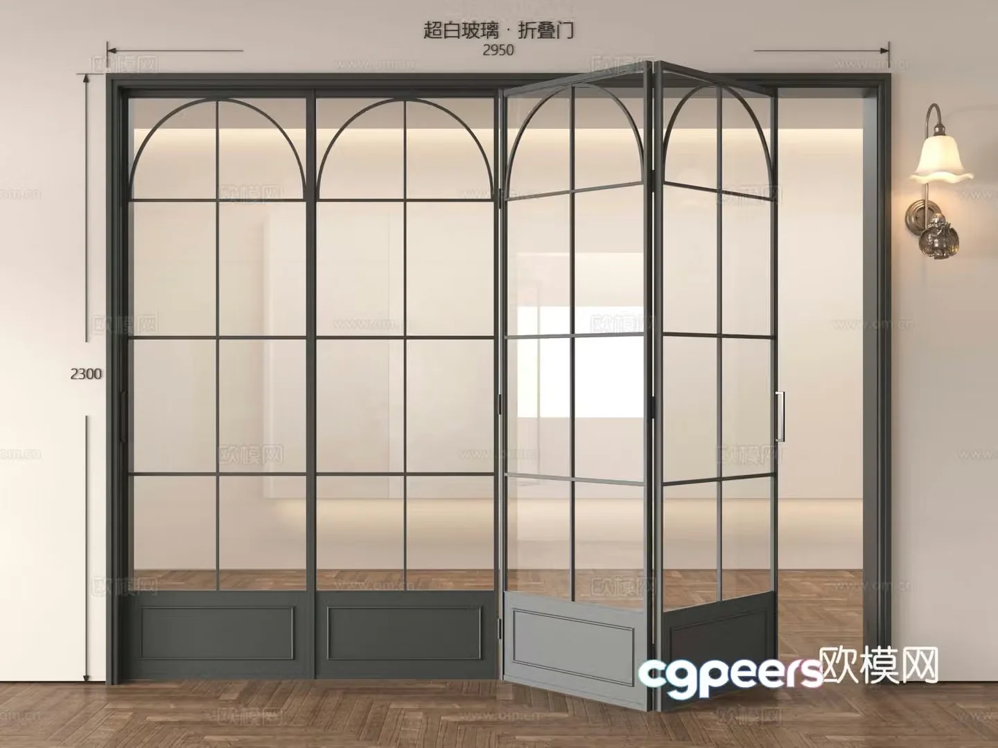 French medieval folding door Folding door Balcony folding door Glass door Kitchen folding door Glass 3D model