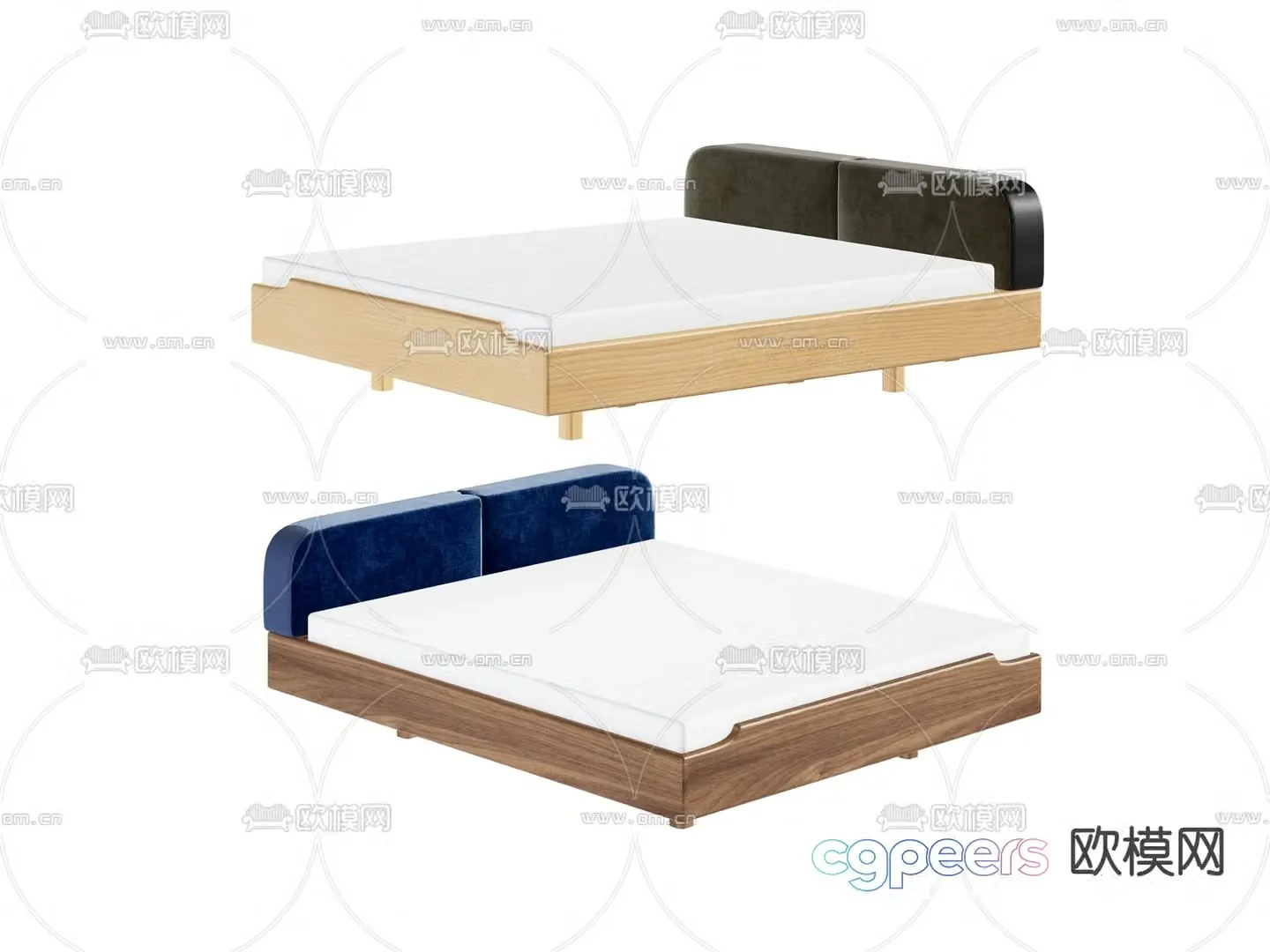 Modern double bed 3d model