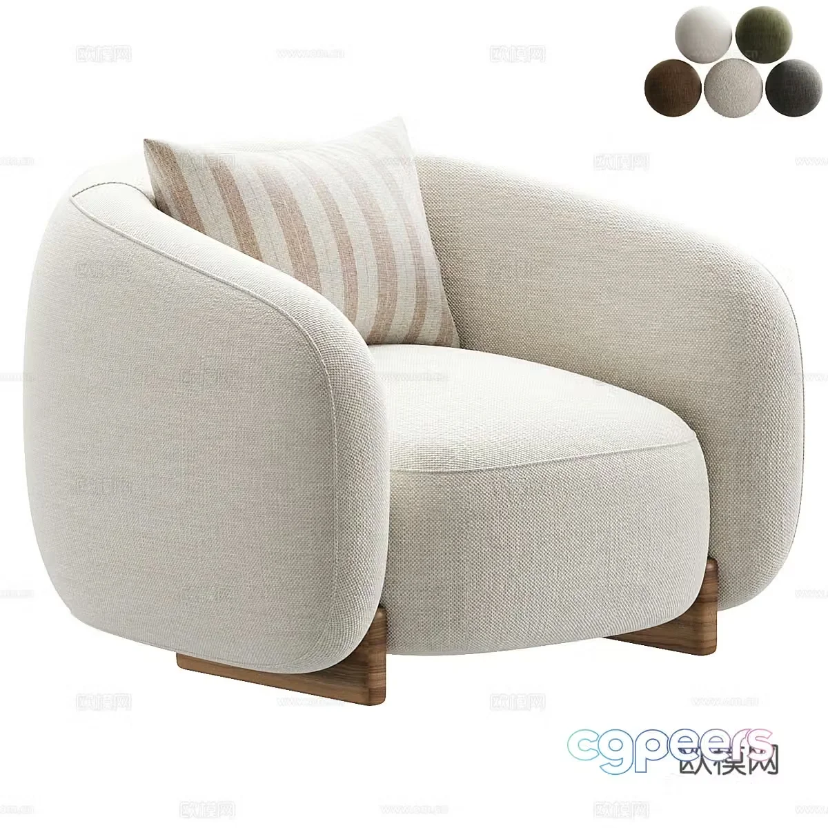 Modern Italian cream style fabric armchair 3d model