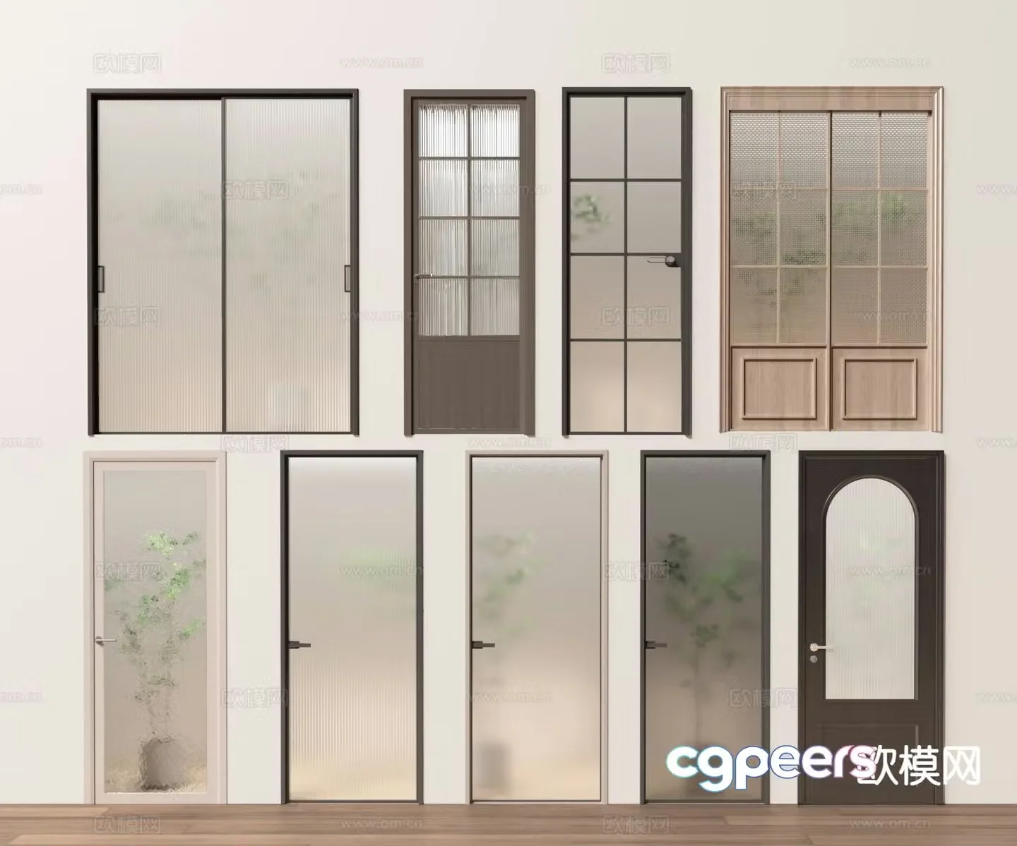 Changhong glass door sliding door kitchen and bathroom door 3D model