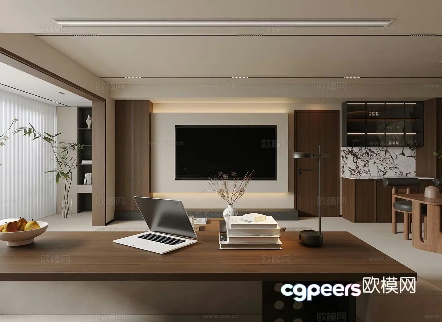 Wasabi TV background wall home living room 3d model
