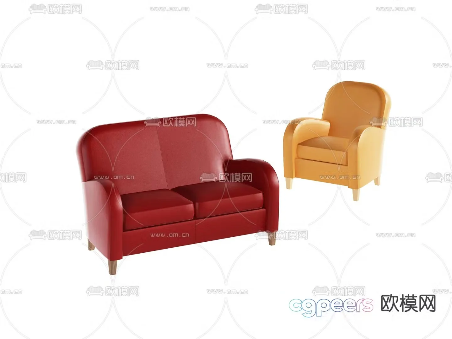 Red sofa 3d model