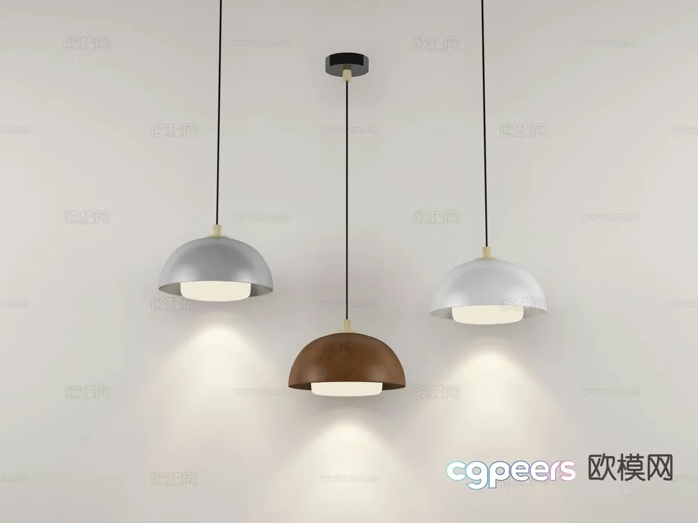 Nordic wood grain chandelier 3d model