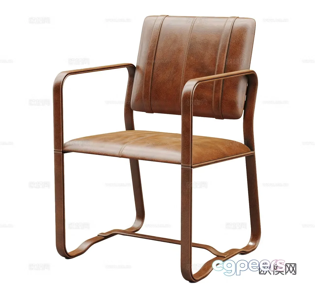 Leather dining chair Leather dining chair Leather single chair Leather single chair Leather casual chair Leather backrest 3D model
