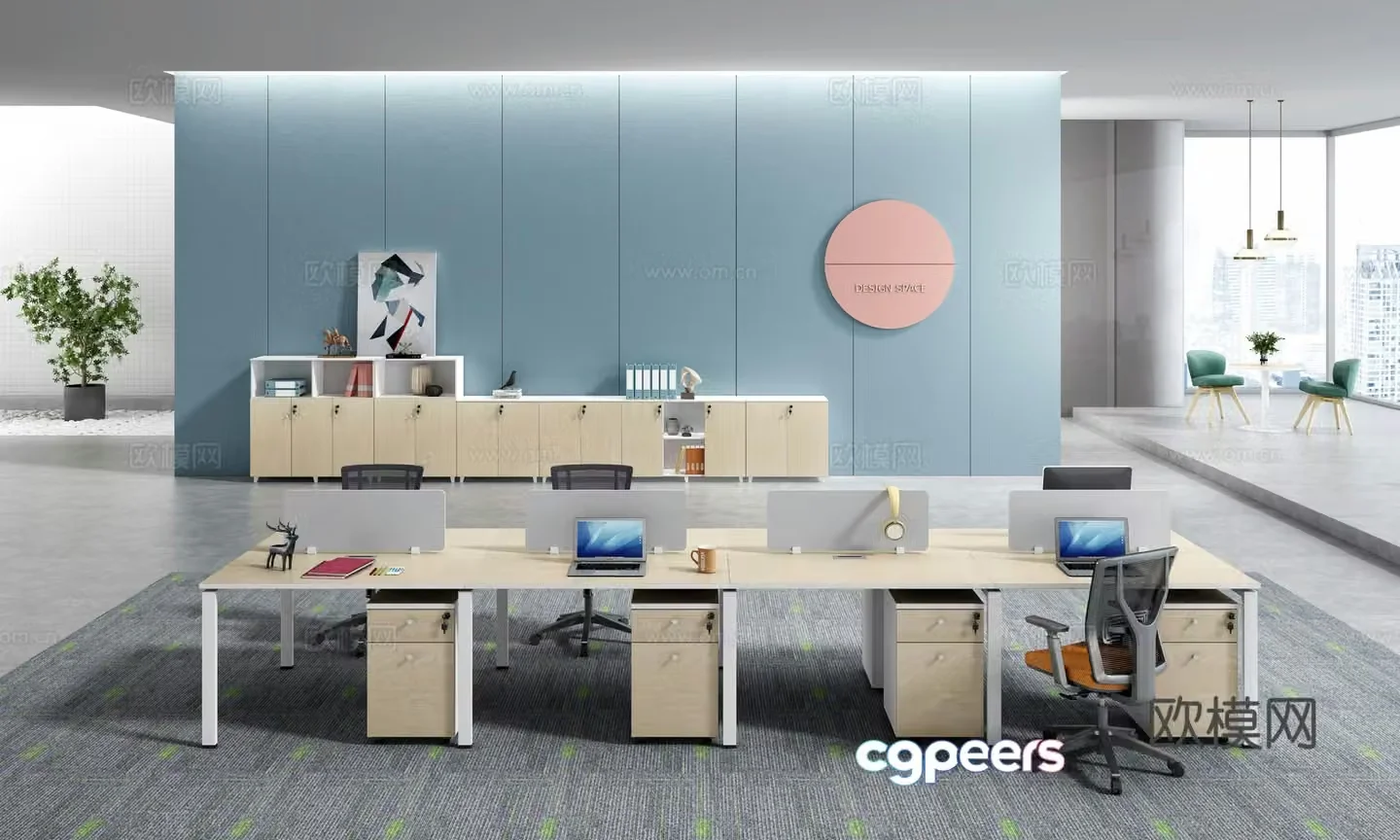 Working equipment office space office office area staff desk and chair 3d model
