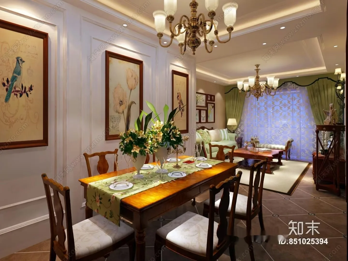 Cozy Dining Room 3D Model – 17227 – VRAY Render