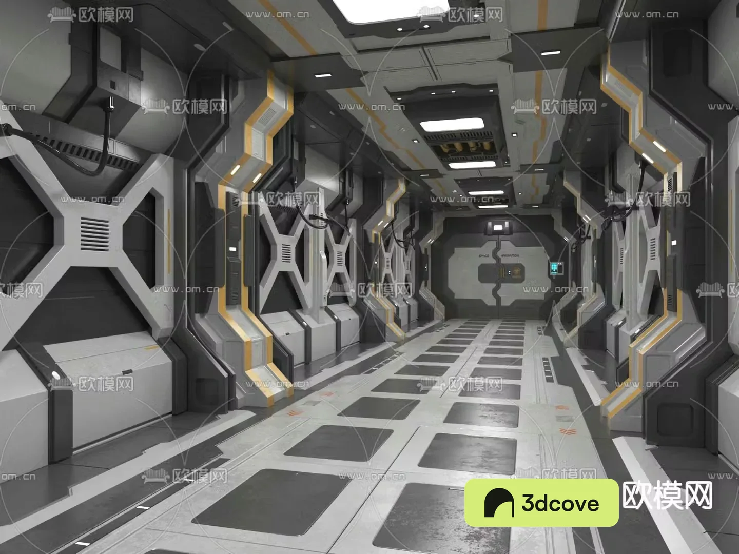 Space capsule science fiction corridor science and technology aisle