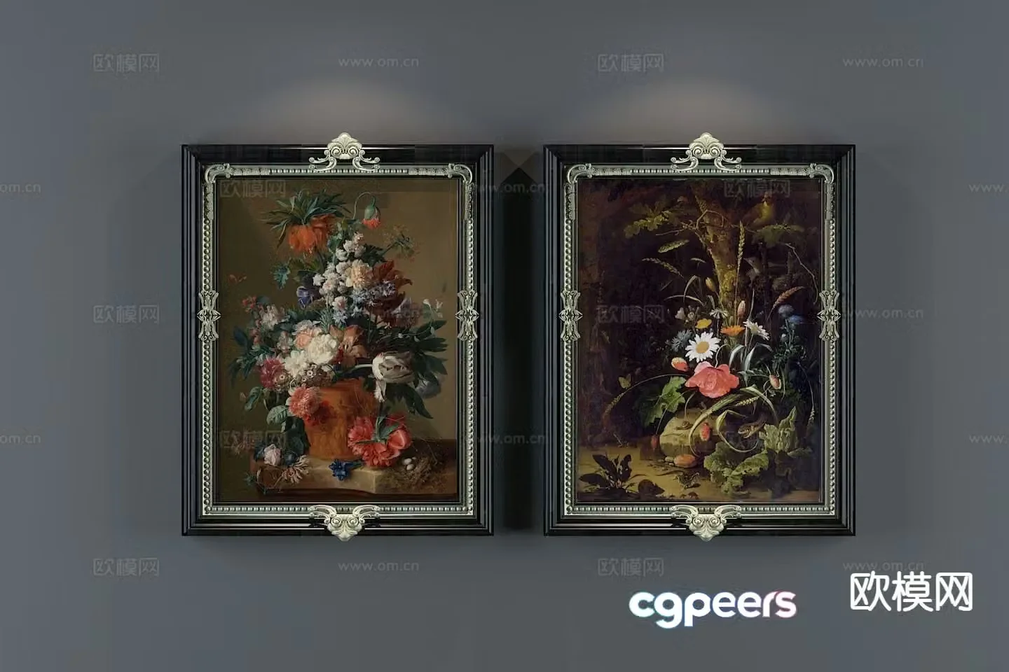 American flower oil painting decorative painting 3d model