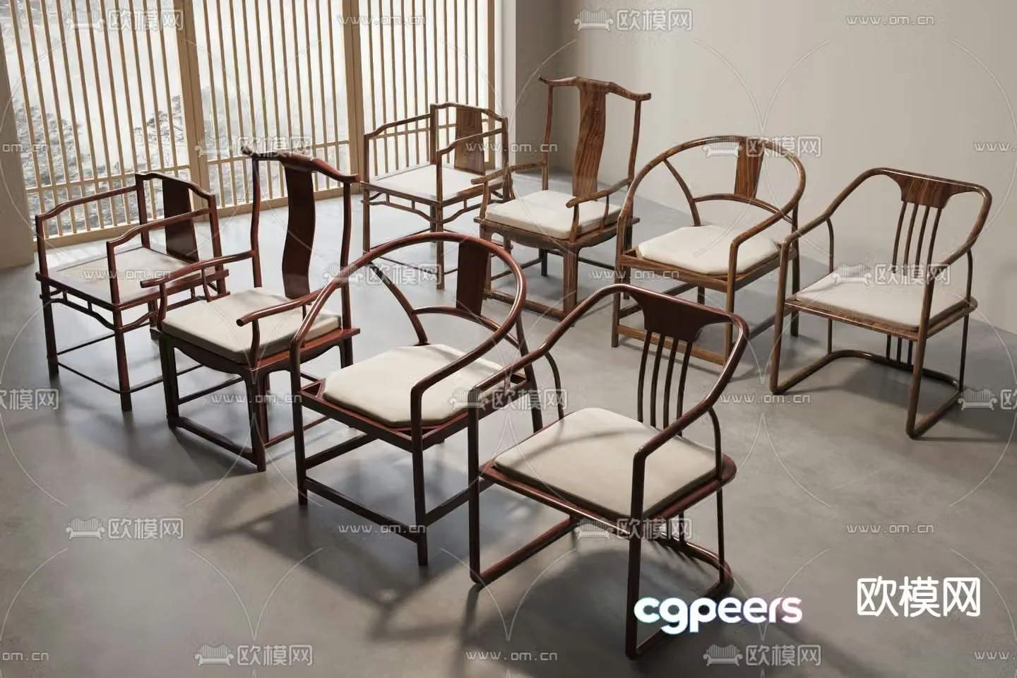 New Chinese style single chair arm chair Taishi chair 3d model