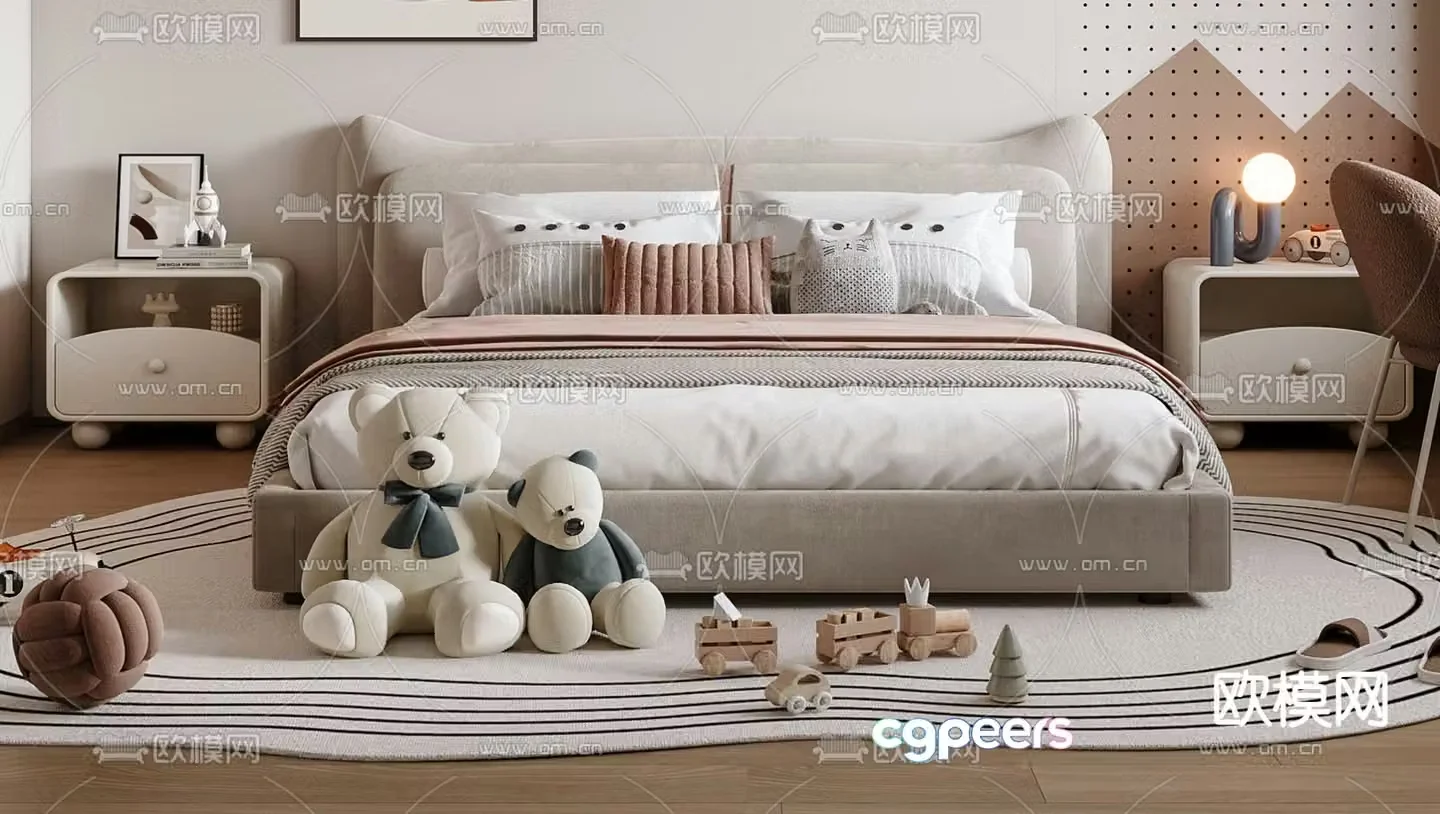 Modern children’s bed child’s bed double bed 3d model