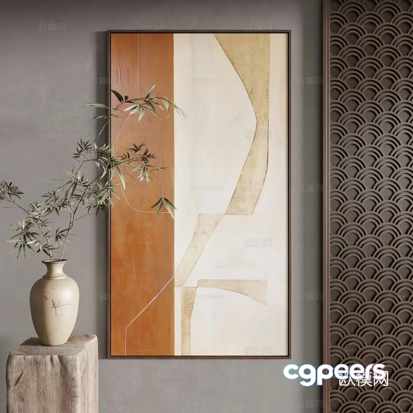 New Chinese style decorative painting 3D model