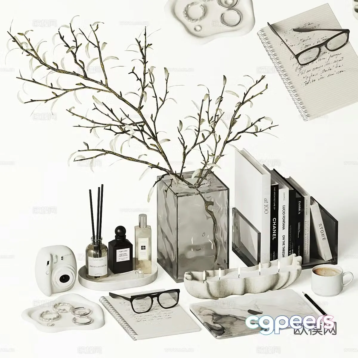 Modern jewelry ornament combination 3D model