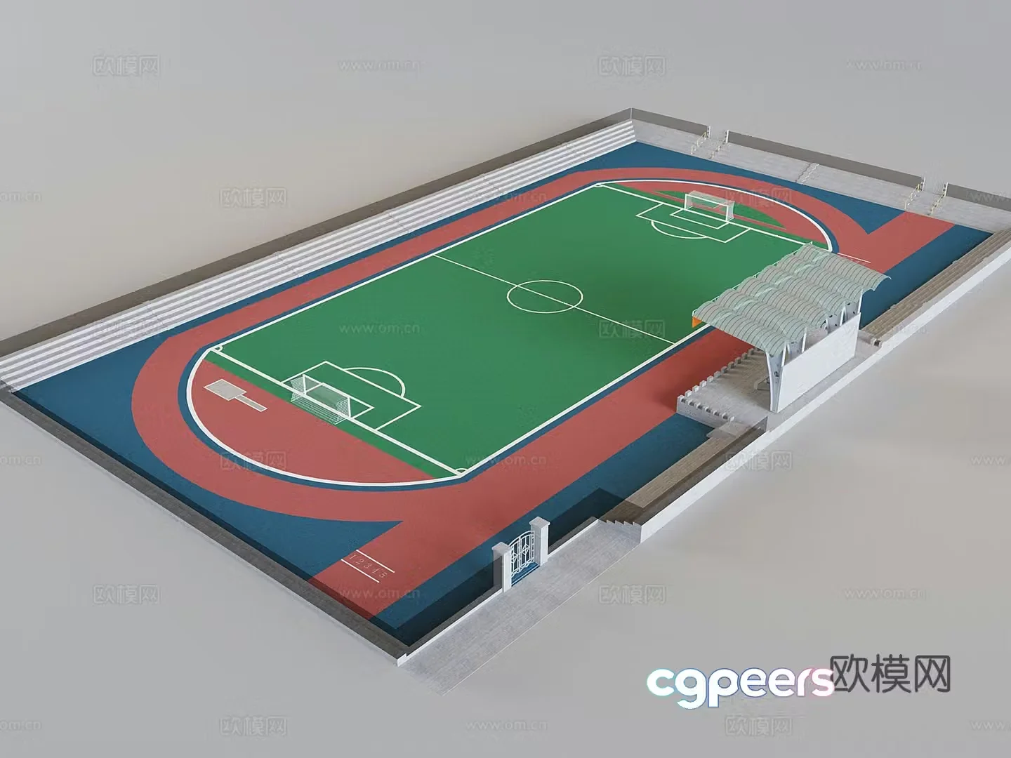 Football training ground 3d model