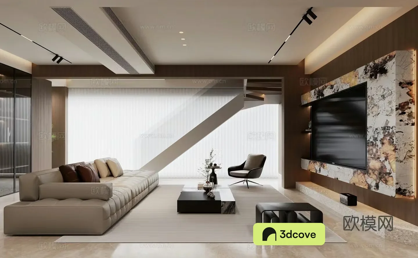 Modern living and dining room