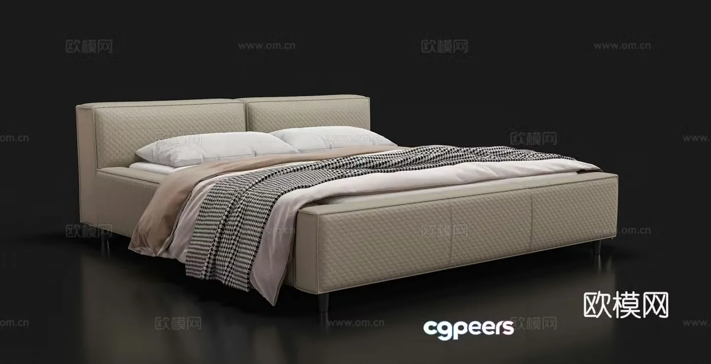 Leather double bed 3D model