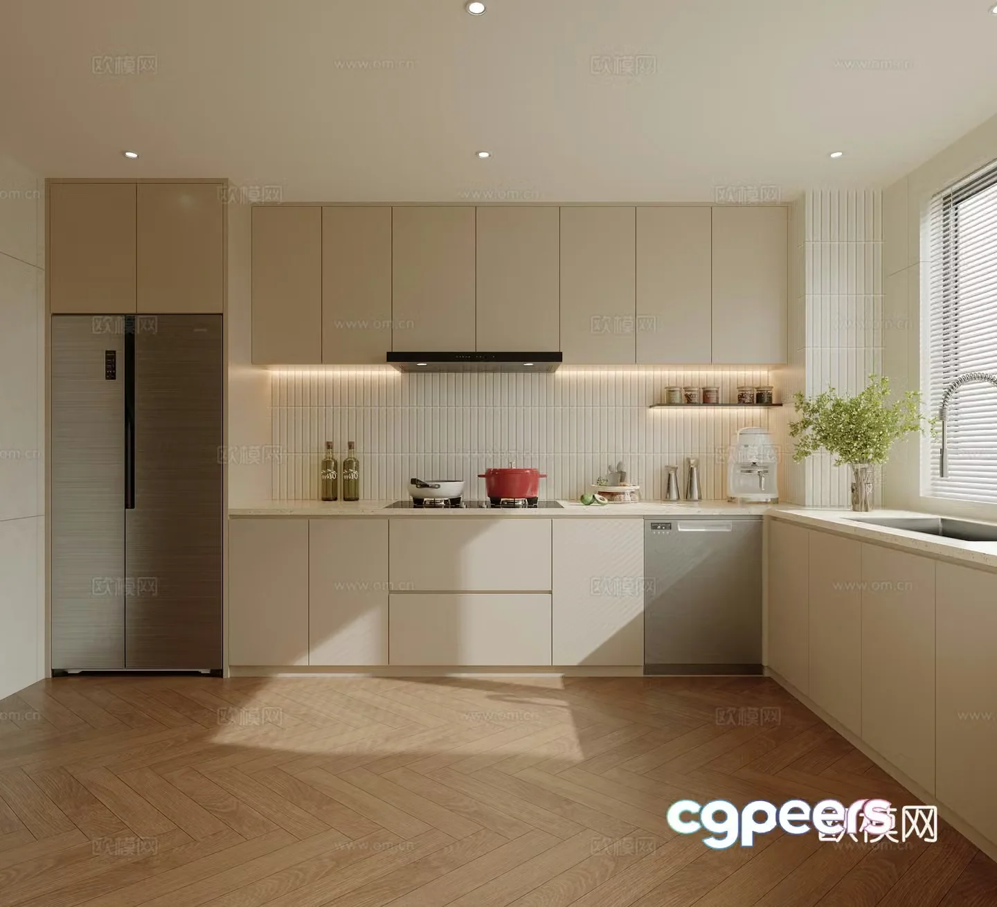 Cream style kitchen 3d model