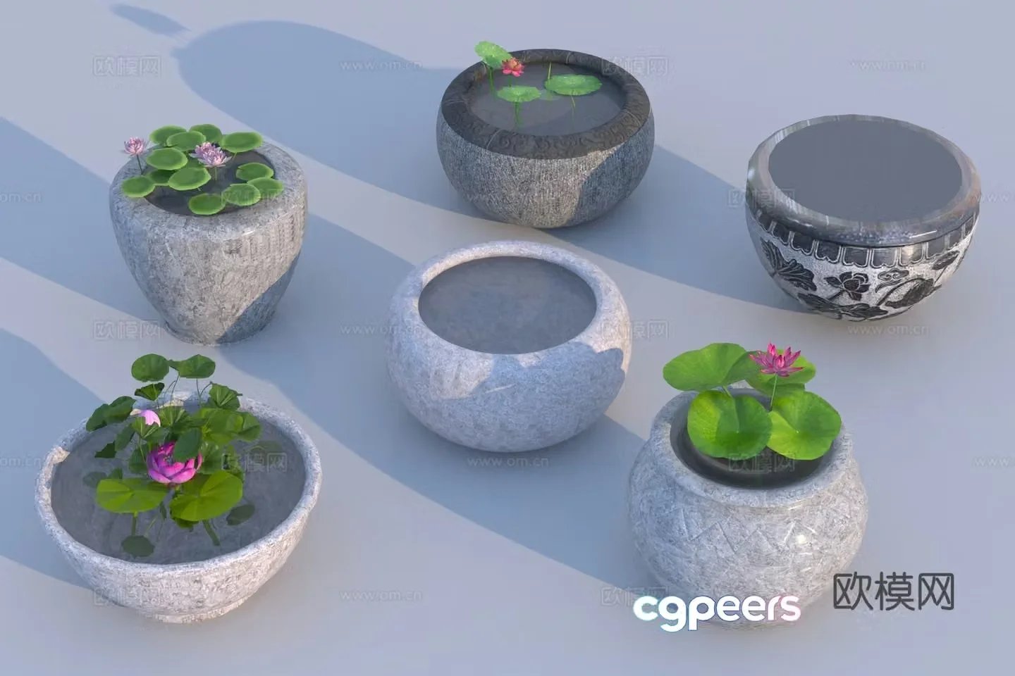 Modern water tank stone trough manger water bowl 3D model