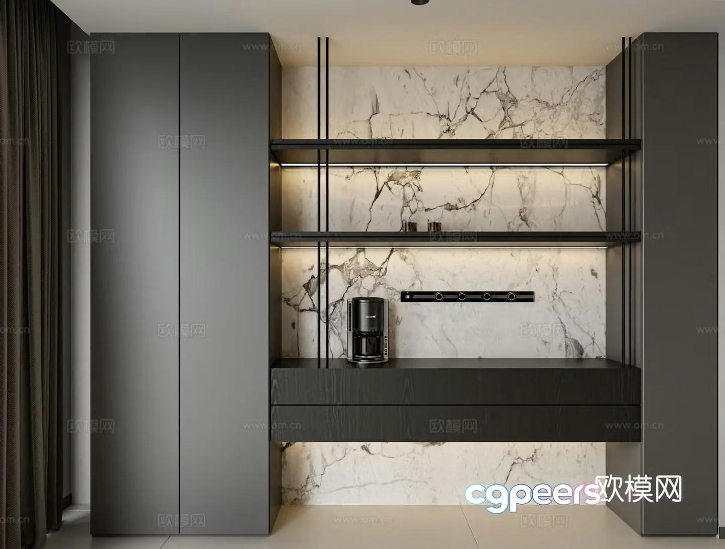 Modern wine cabinet sideboard 3D model