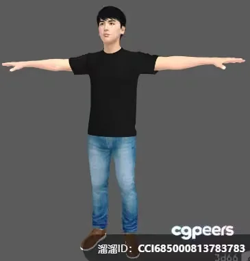 A Man In A Black Shirt 3D Model – 8432 – VRAY Render