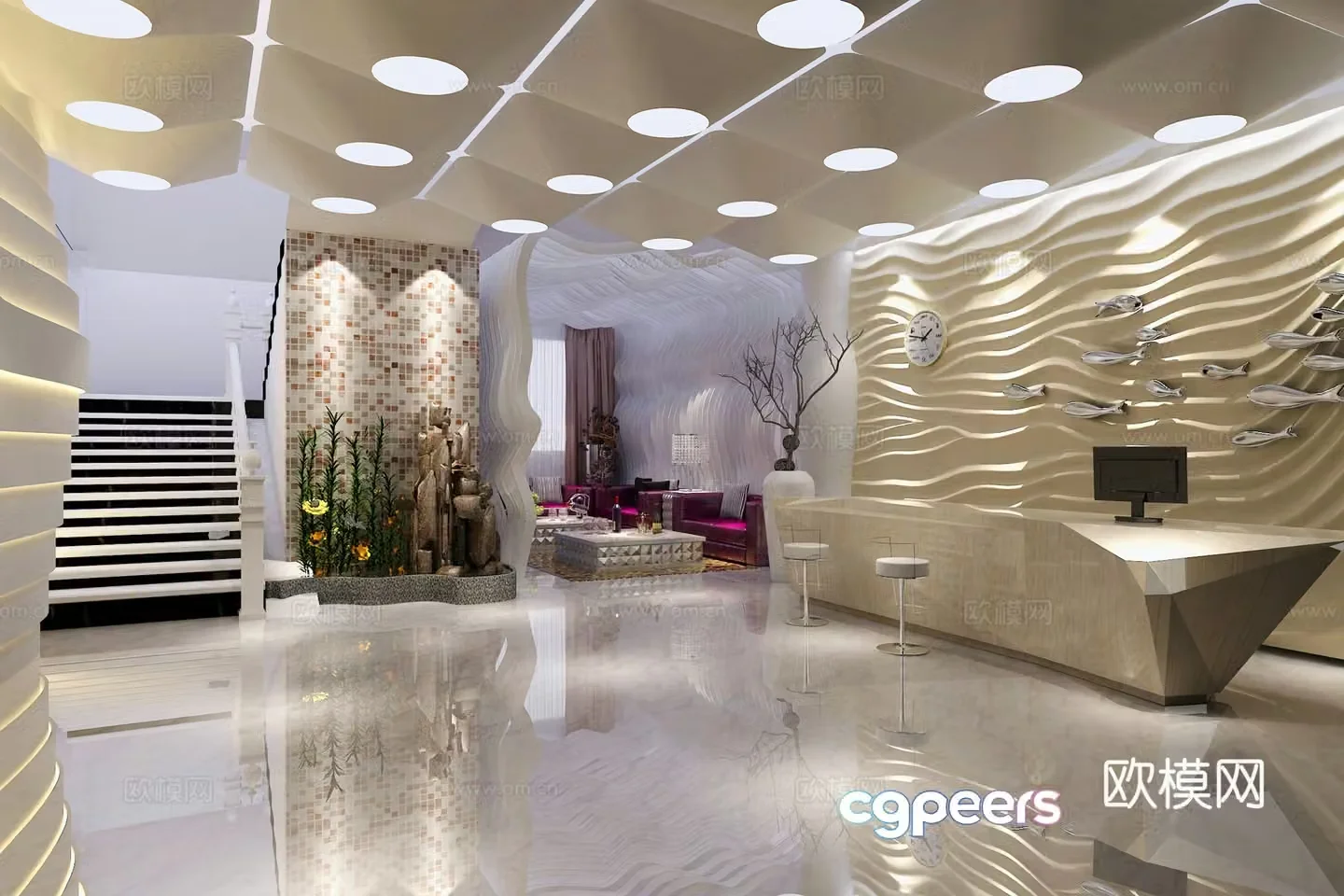 Modern reception hall 3d model