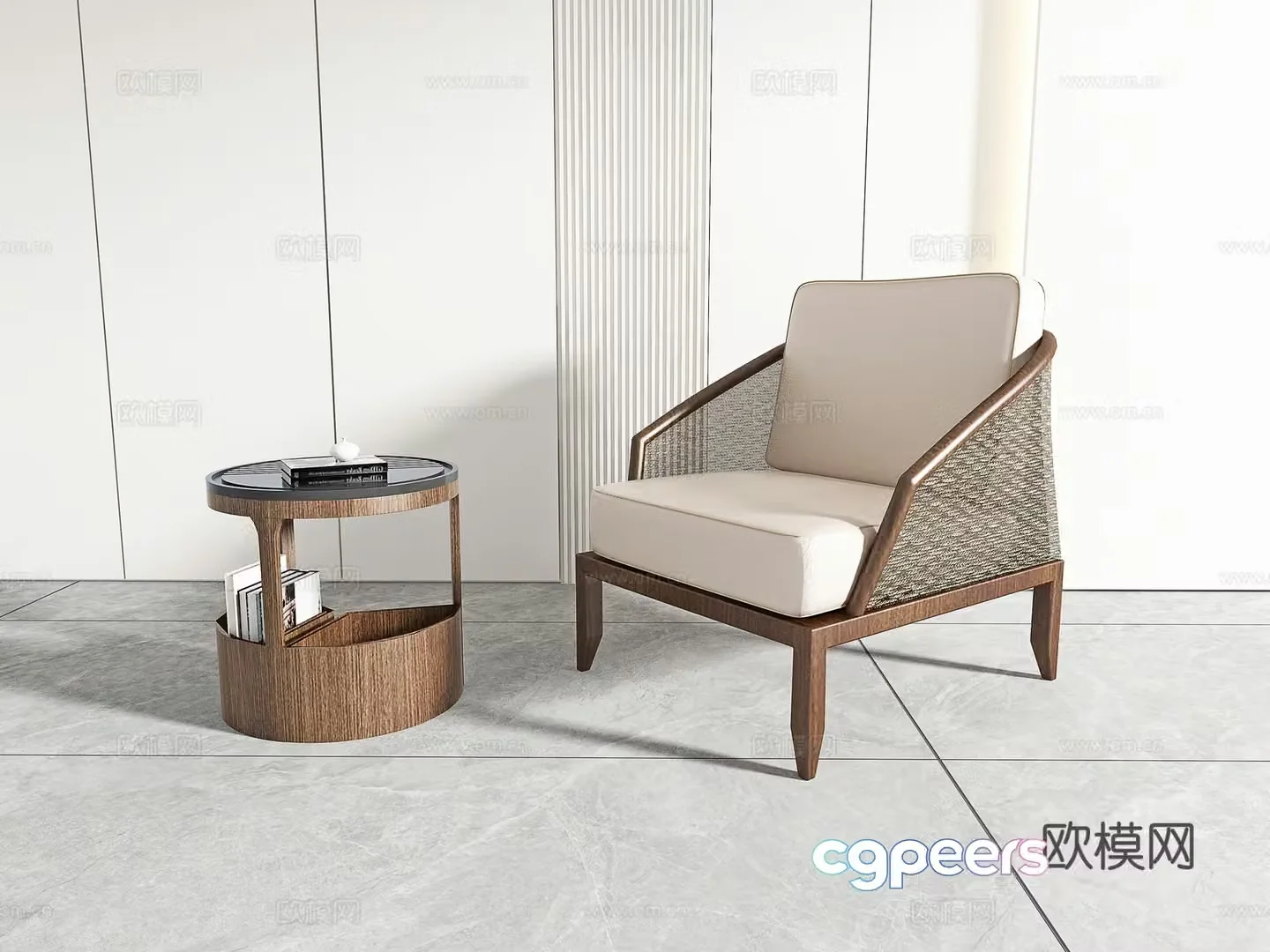 Chinese casual chair combination 3D model