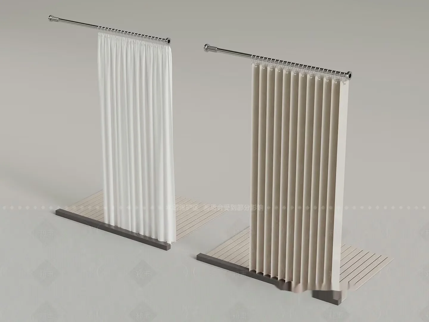 Two Shower Curtains 3D Model – 7558 – VRAY Render