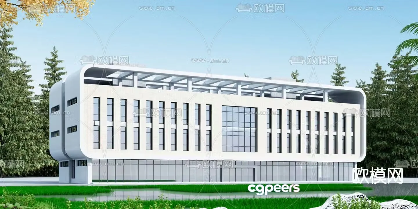 Modern office building building exterior 3d model