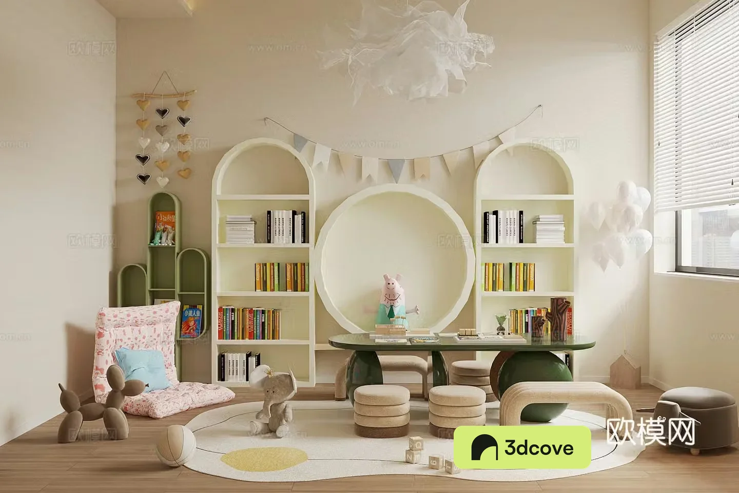 Modern children’s entertainment room Plush toys Children’s entertainment equipment Children’s toy room Children’s room