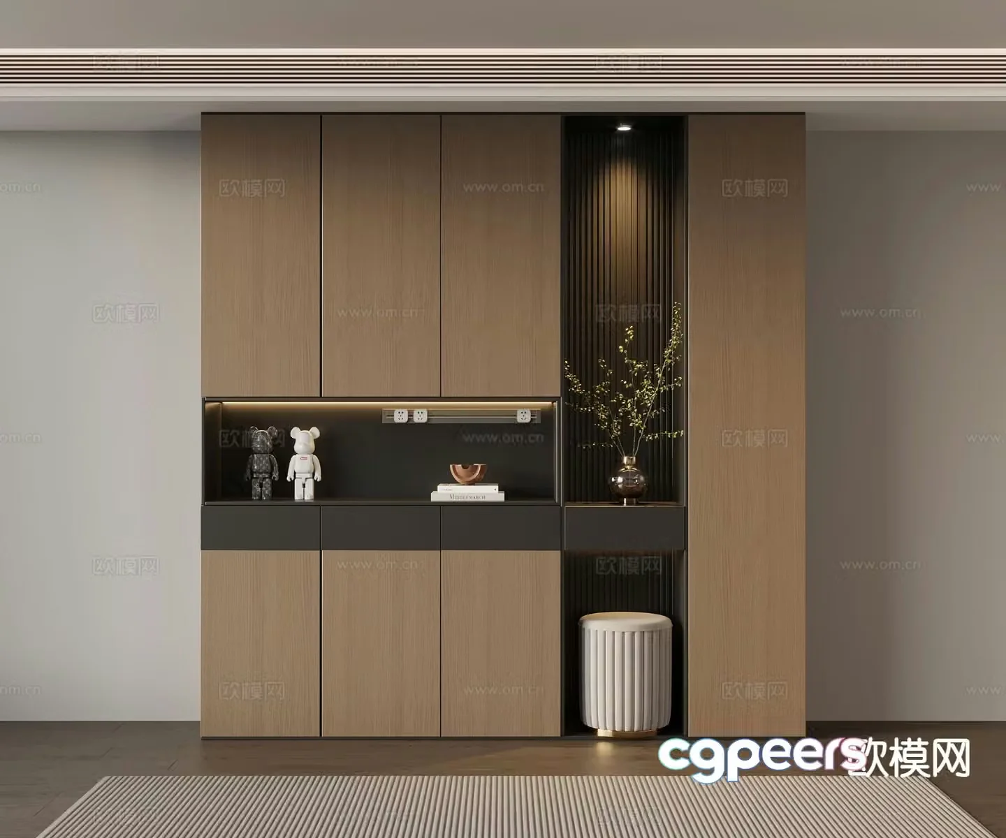 Italian style integrated shoe cabinet 3D model