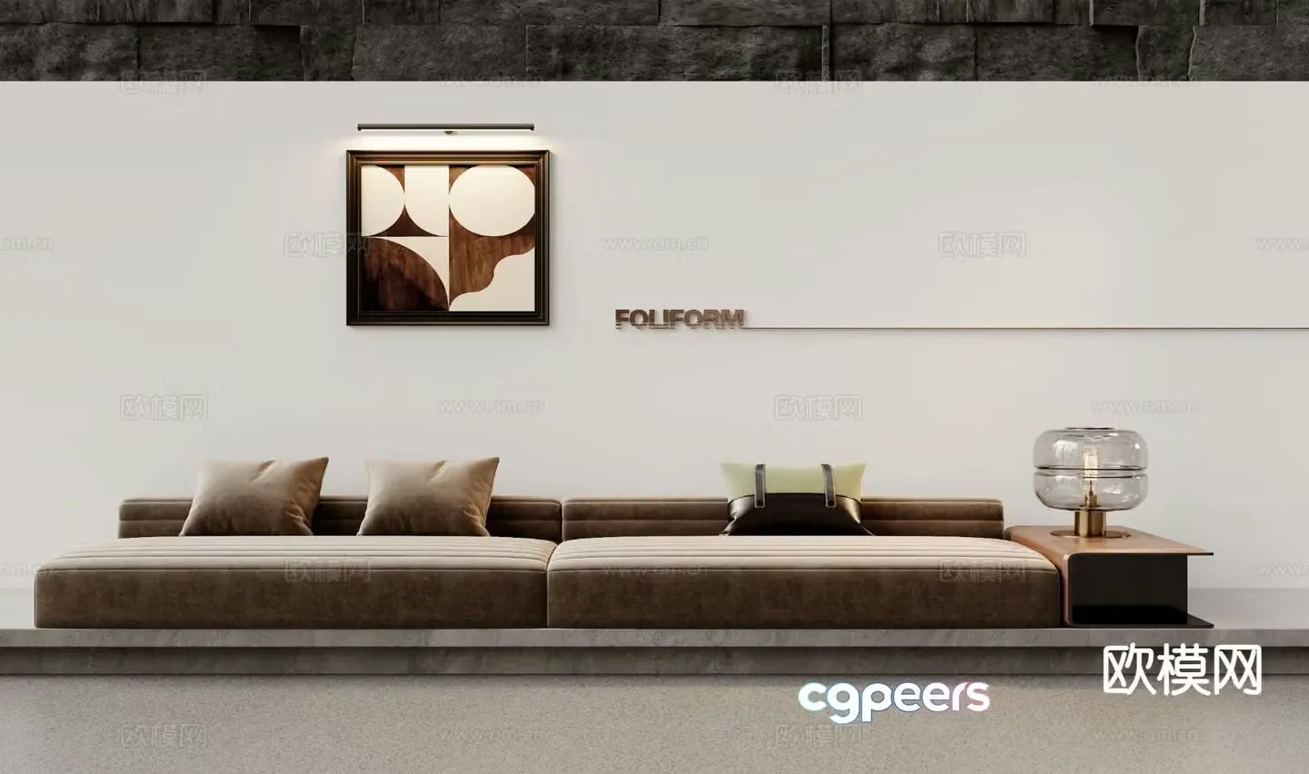 Modern multi-seater sofa platform sofa 3d model