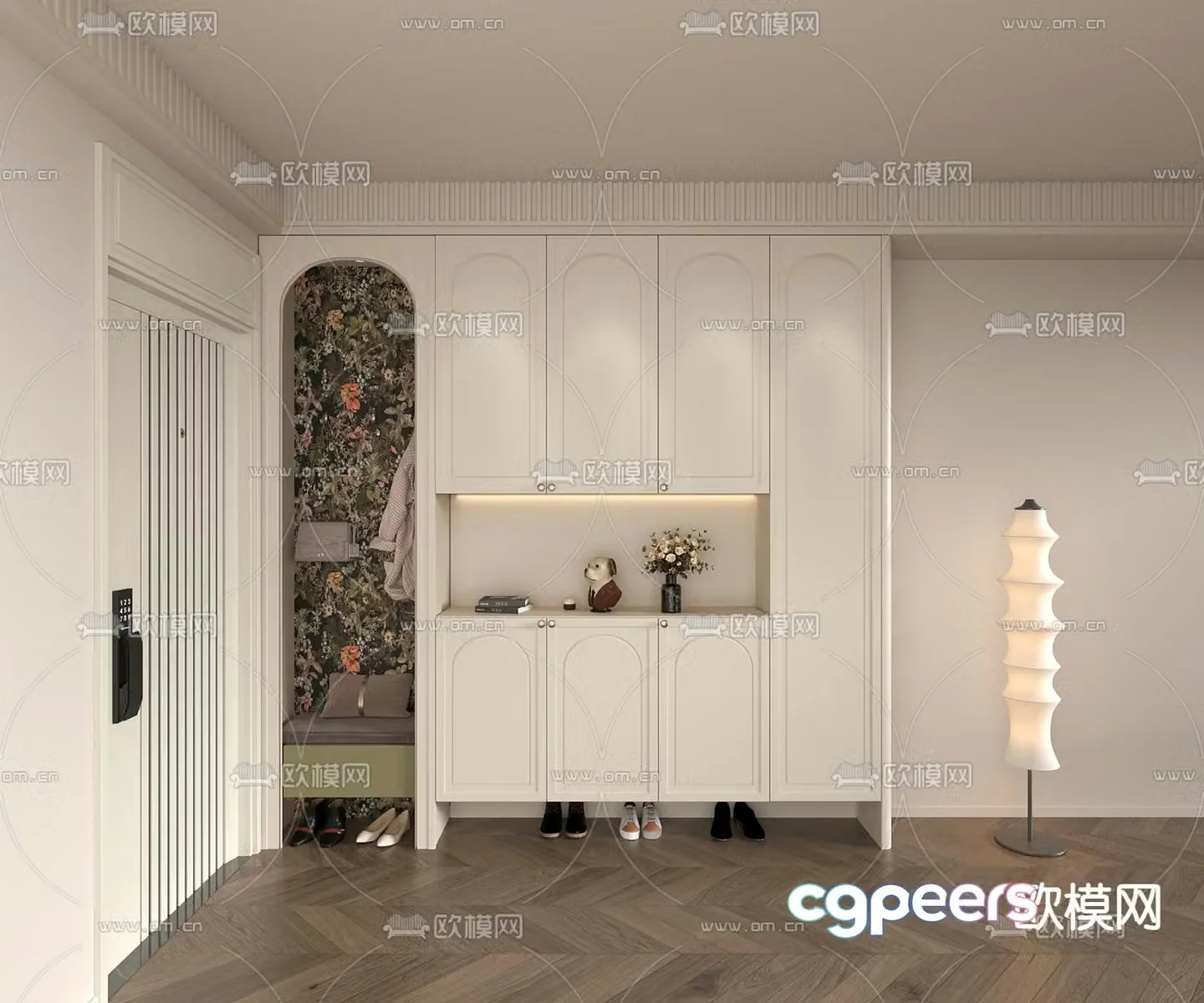 French shoe cabinet shoe and hat cabinet 3d model