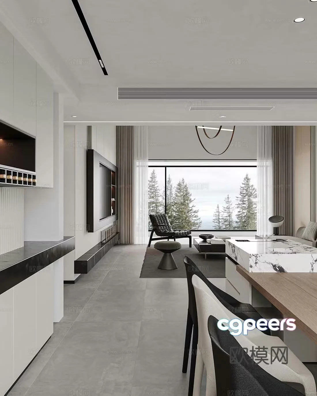 Modern guest restaurant 3d model