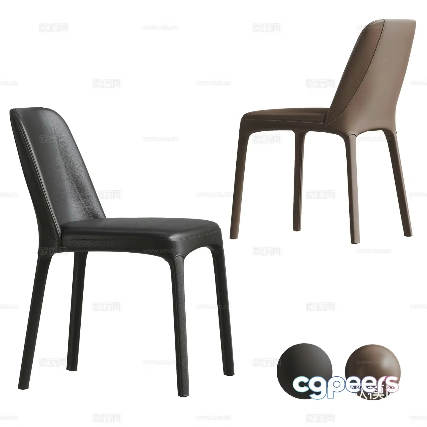 Modern leather single chair combination 3D model