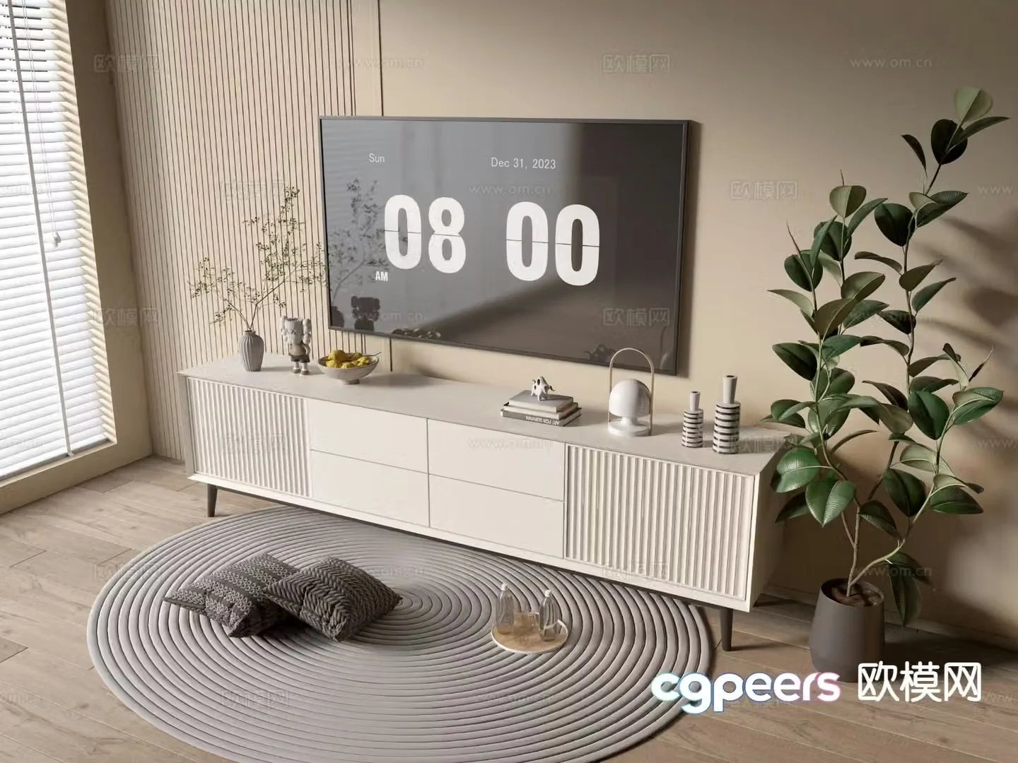 Cream style TV cabinet 3d model