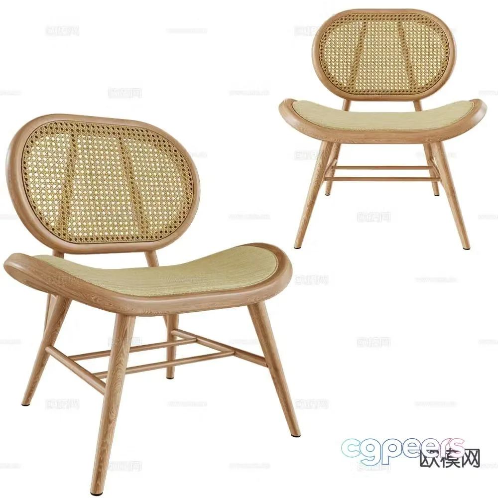 Verges wabi-sabi chair rattan leisure chair 3d model