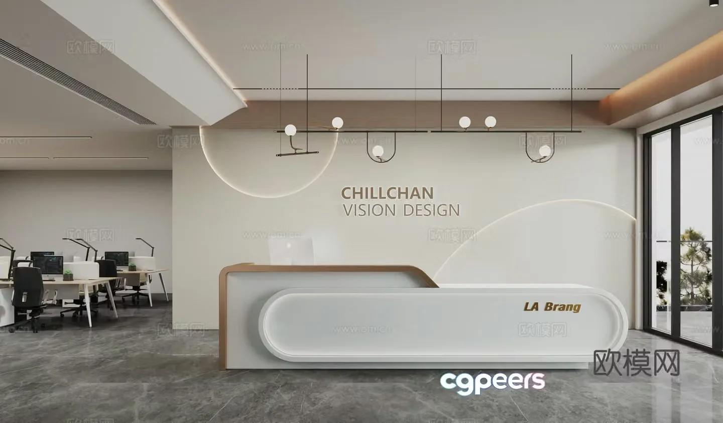 Modern company front desk 3D model