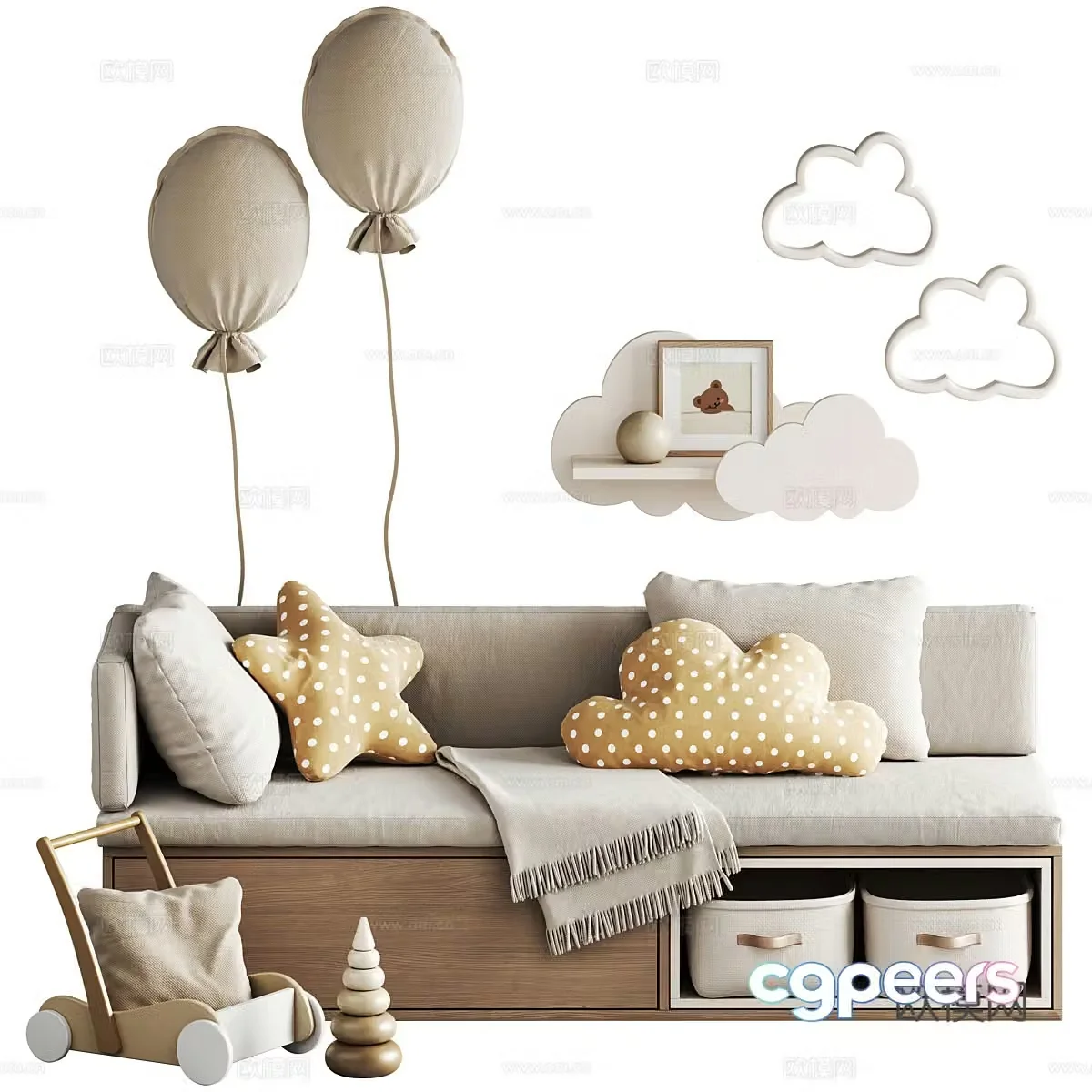 Children’s decorative seat cushion 3d model