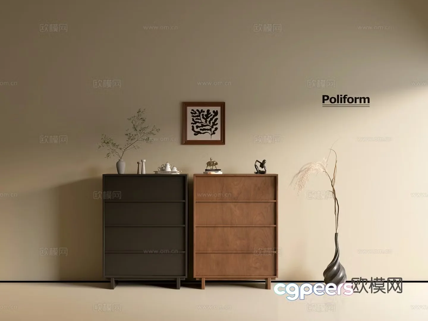 Modern wood grain cabinet ins wind minimalist wind cabinet whole cabinet sideboard balcony cabinet storage 3D model