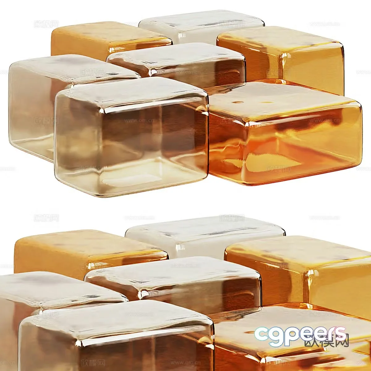 Modern Italian acrylic coffee table combination 3D model
