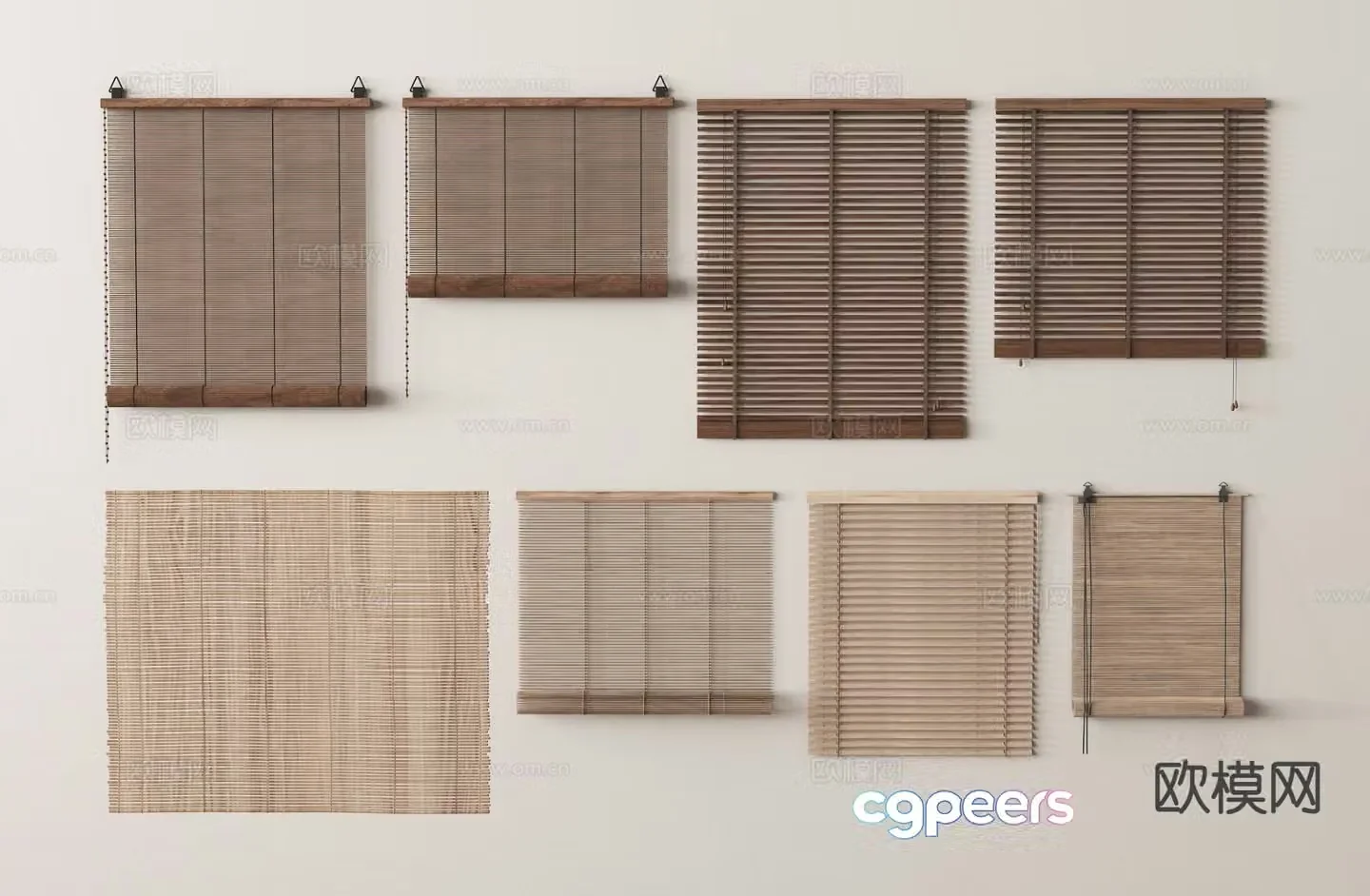 Medieval style curtains venetian blinds roller blinds 3D model