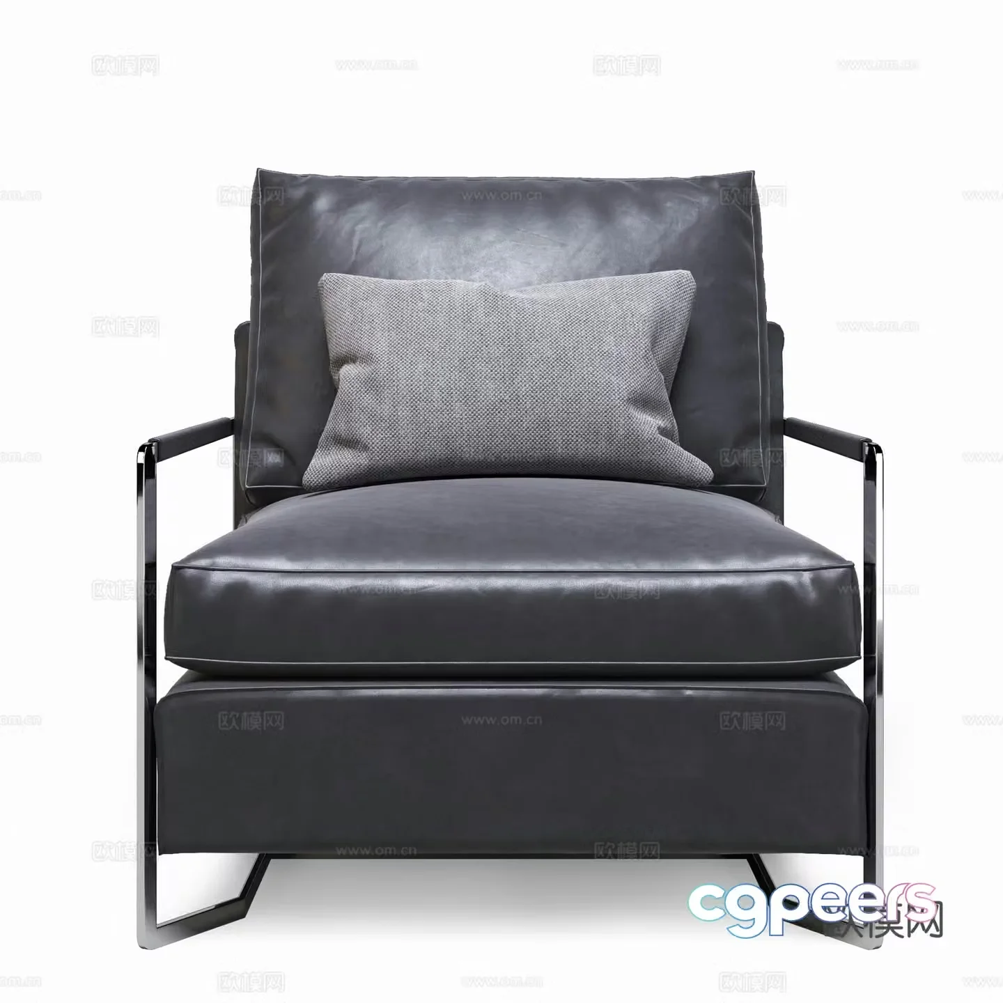 Modern leisure chair leather chair book chair single chair 3d model