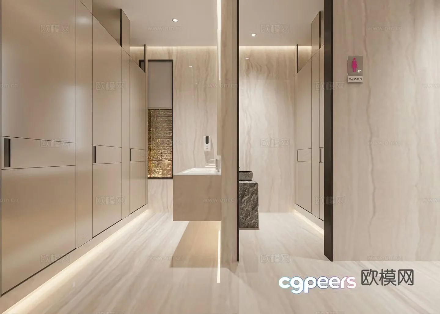Modern public bathroom 3d model
