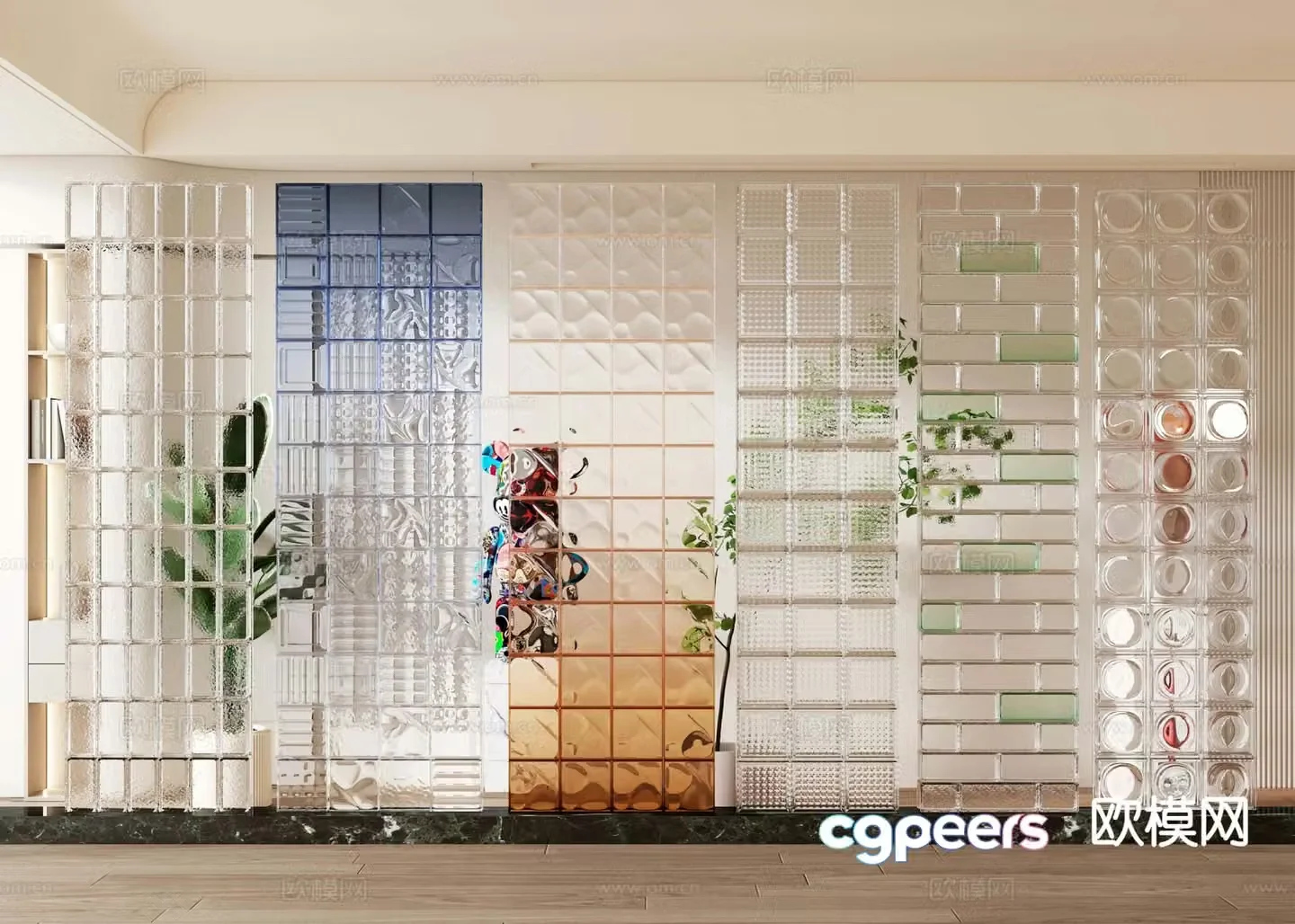 Glass partition glass brick 3d model