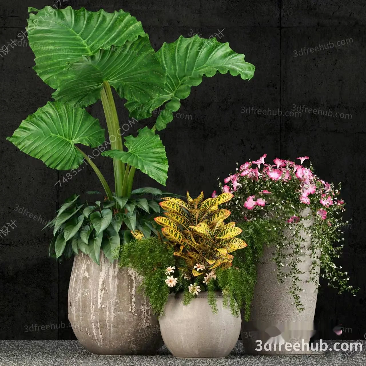 A Large Plant In A Pot 3D Model – 21505 – VRAY Render