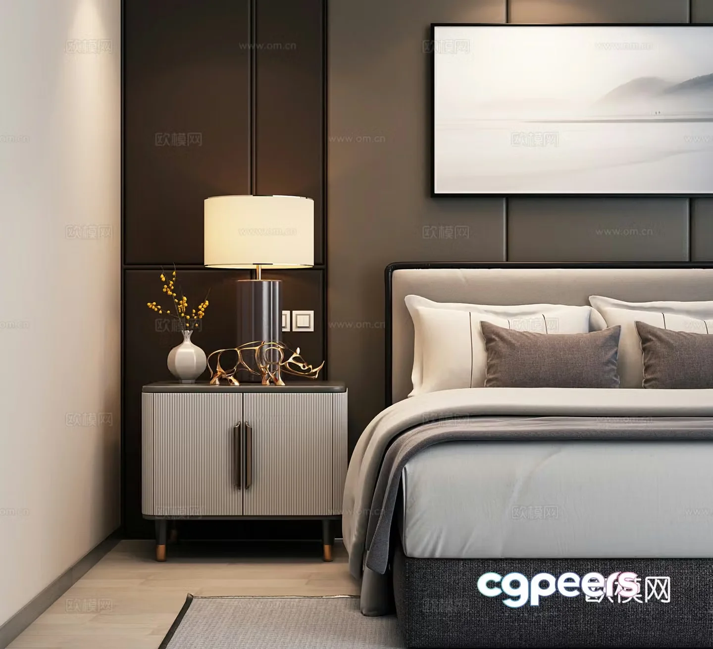 Light luxury bedside table 3D model