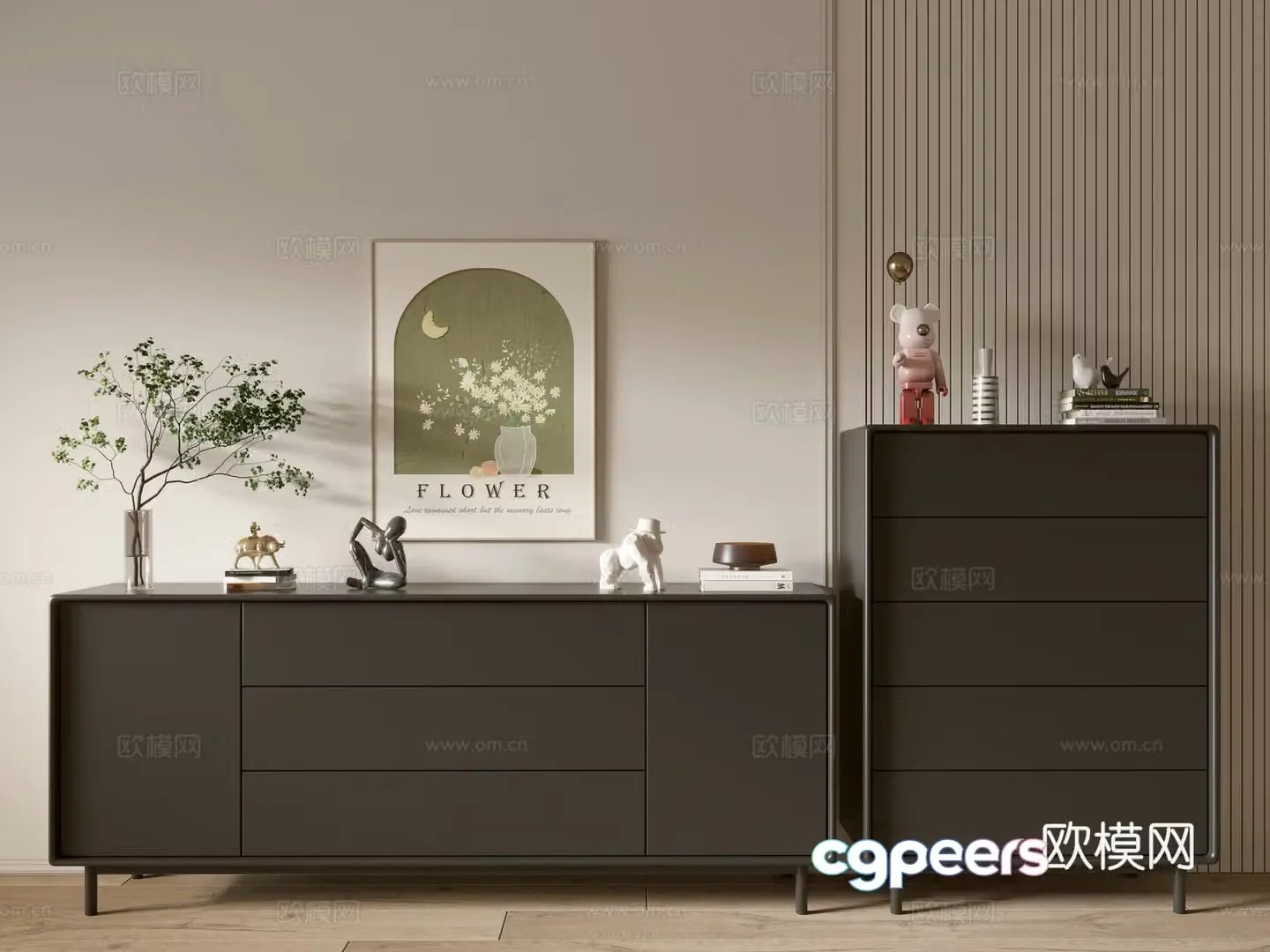 Modern black porch cabinet sideboard cabinet balcony cabinet storage cabinet entrance porch cabinet 3D model