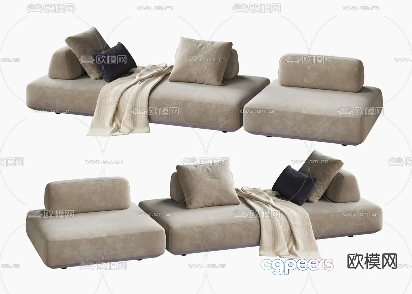 Three seater sofa upholstered sofa 3d model
