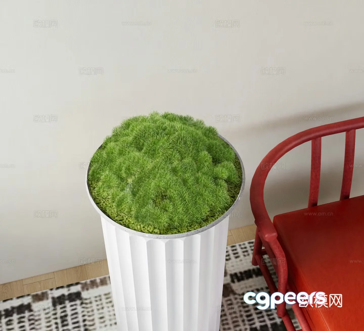 Modern moss potted plants green plant ornaments green plant bonsai 3D model